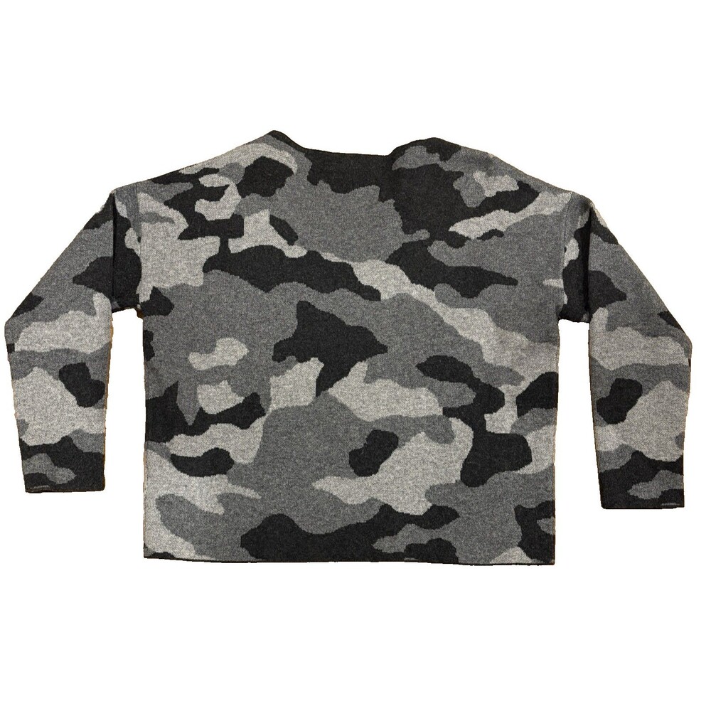 Vineyard Vines Sweater Womens Small Camo Boatneck Boxy Gray Cashmere Wool Blend